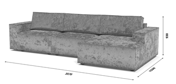 Угловой диван с оттоманкой Лофт 357х159х93 (Ремни/Еврокнижка) в Верхней Салде - предосмотр 8