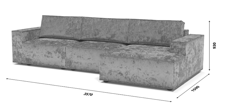 Угловой диван с оттоманкой Лофт 357х159х93 (Ремни/Еврокнижка) в Екатеринбурге - изображение 8