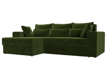 Угловой диван с оттоманкой Майами, Зеленый (микровельвет) в Кушве