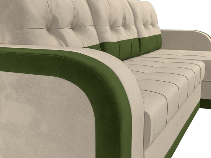 Угловой диван Марсель, бежевый/зеленый (микровельвет) в Екатеринбурге - изображение 3