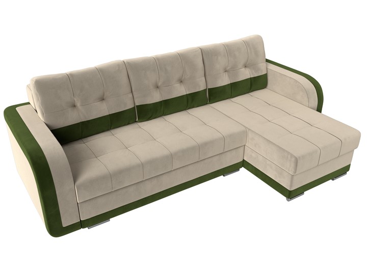 Угловой диван Марсель, бежевый/зеленый (микровельвет) в Екатеринбурге - изображение 4