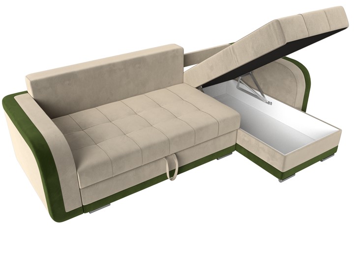 Угловой диван Марсель, бежевый/зеленый (микровельвет) в Екатеринбурге - изображение 5