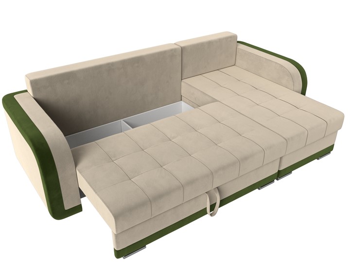 Угловой диван Марсель, бежевый/зеленый (микровельвет) в Екатеринбурге - изображение 6