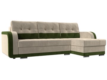 Угловой диван Марсель, бежевый/зеленый (микровельвет) в Ревде