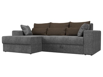Угловой диван для гостиной Майами, Серый/Коричневый (рогожка) в Каменске-Уральском