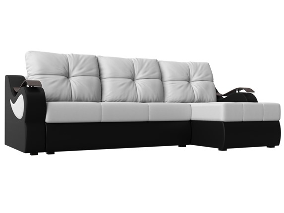 Угловой диван Меркурий, Белый/черный (экокожа) в Екатеринбурге - изображение