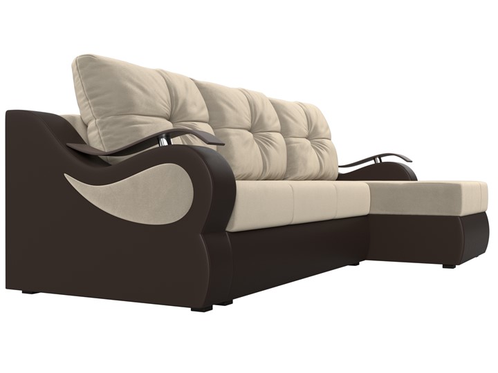 Угловой диван Меркурий, Бежевый/коричневый (вельвет/экокожа) в Ревде - изображение 2