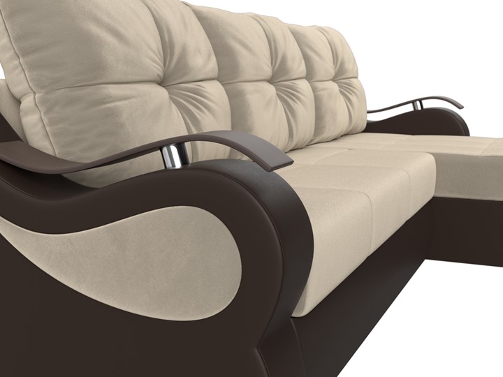 Угловой диван Меркурий, Бежевый/коричневый (вельвет/экокожа) в Ревде - изображение 3