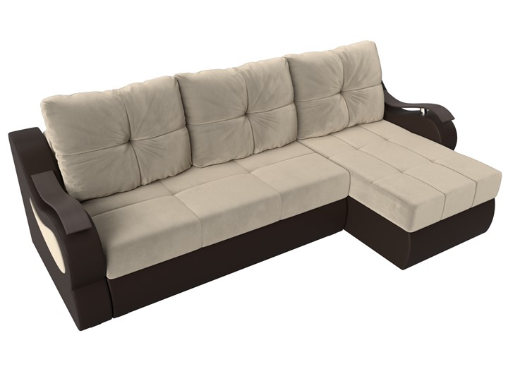 Угловой диван Меркурий, Бежевый/коричневый (вельвет/экокожа) в Ревде - изображение 4