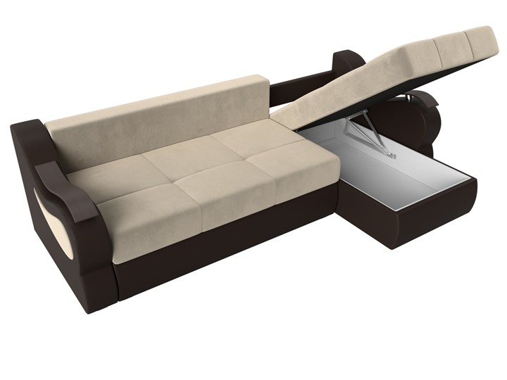 Угловой диван Меркурий, Бежевый/коричневый (вельвет/экокожа) в Ревде - изображение 6