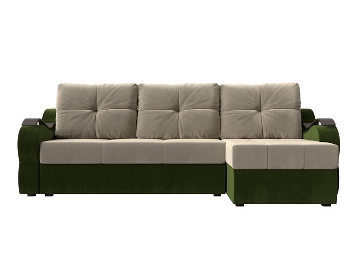 Угловой диван Меркурий, Бежевый/зеленый (вельвет) в Ревде - изображение 1