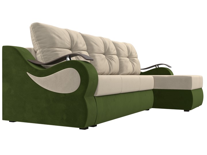 Угловой диван Меркурий, Бежевый/зеленый (вельвет) в Ревде - изображение 2