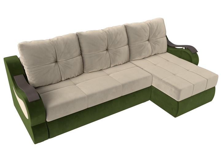 Угловой диван Меркурий, Бежевый/зеленый (вельвет) в Ревде - изображение 4