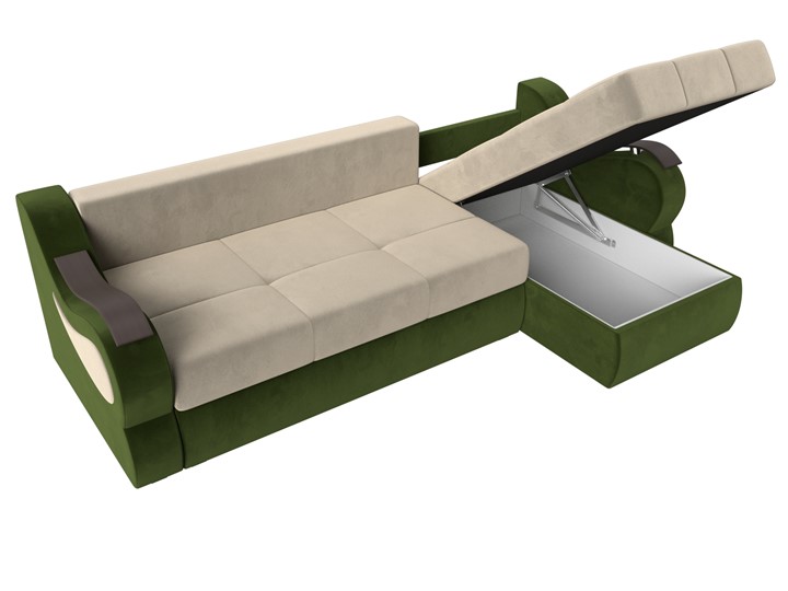 Угловой диван Меркурий, Бежевый/зеленый (вельвет) в Ревде - изображение 6