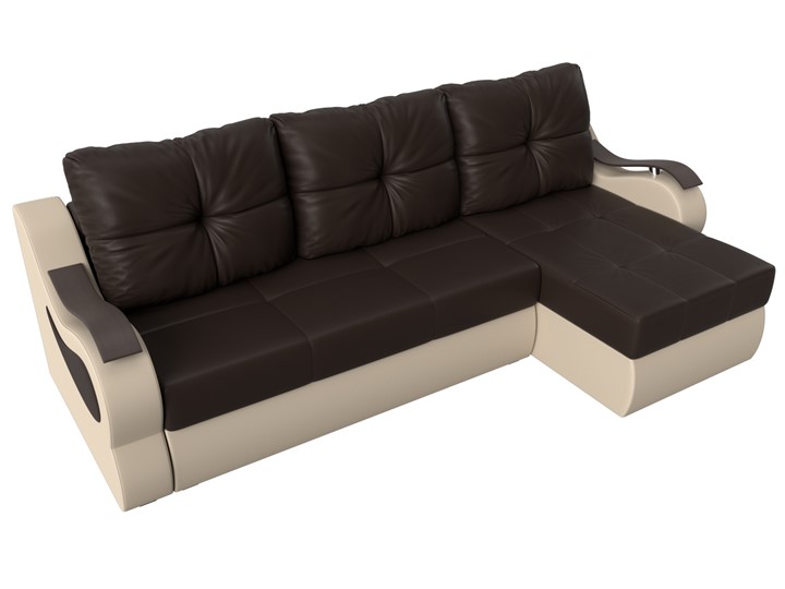 Угловой диван Меркурий, Коричневый/бежевый (экокожа) в Ревде - изображение 4