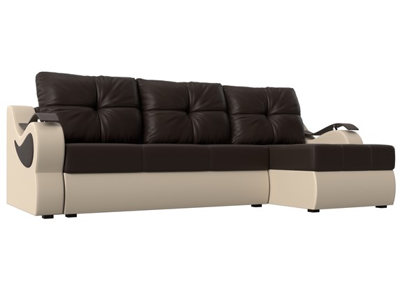 Угловой диван Меркурий, Коричневый/бежевый (экокожа) в Ревде - изображение