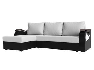 Угловой диван с оттоманкой Меркурий Лайт, Белый/Черный (экокожа) в Екатеринбурге