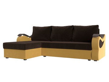 Угловой диван с оттоманкой Меркурий Лайт, Коричневый/Желтый (микровельвет) в Первоуральске