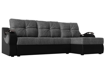 Угловой диван Меркурий, Серый/черный (рогожка/экокожа) в Екатеринбурге