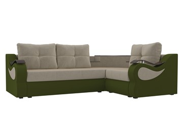 Угловой диван для гостиной Митчелл, Бежевый/Зеленый (микровельвет) в Екатеринбурге