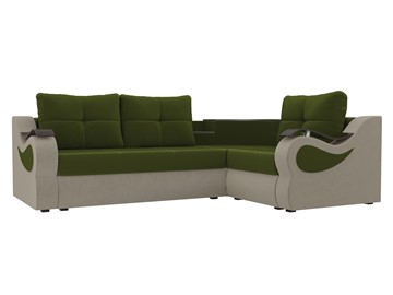 Угловой раскладной диван Митчелл, Зеленый/Бежевый (микровельвет) в Первоуральске