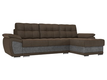 Угловой диван для гостиной Нэстор, Коричневый/Серый (рогожка) в Ревде