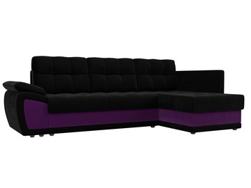 Угловой раскладной диван Нэстор прайм, Черный/Фиолетовый (микровельвет) в Екатеринбурге