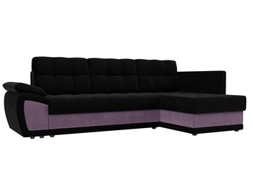 Угловой раскладной диван Нэстор прайм, Черный/Сиреневый (микровельвет) в Кушве
