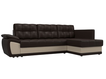 Угловой диван для гостиной Нэстор прайм, Коричневый/Бежевый (экокожа) в Ревде