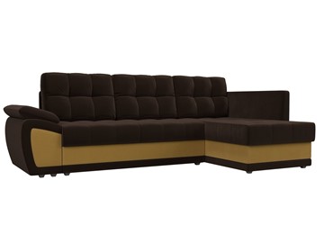 Угловой диван для гостиной Нэстор прайм, Коричневый/Желтый (микровельвет) в Екатеринбурге