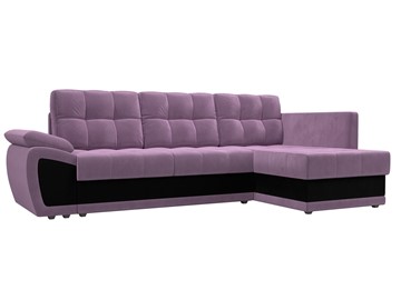Угловой диван для гостиной Нэстор прайм, Сиреневый/Черный (микровельвет) в Кушве