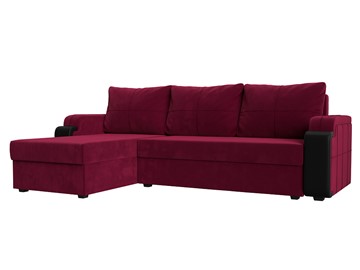 Угловой раскладной диван Николь лайт, Бордовый/Черный (микровельвет/экокожа) в Кушве