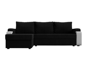 Угловой диван с оттоманкой Николь лайт, Черный/Белый (микровельвет/экокожа) в Ревде - предосмотр 1