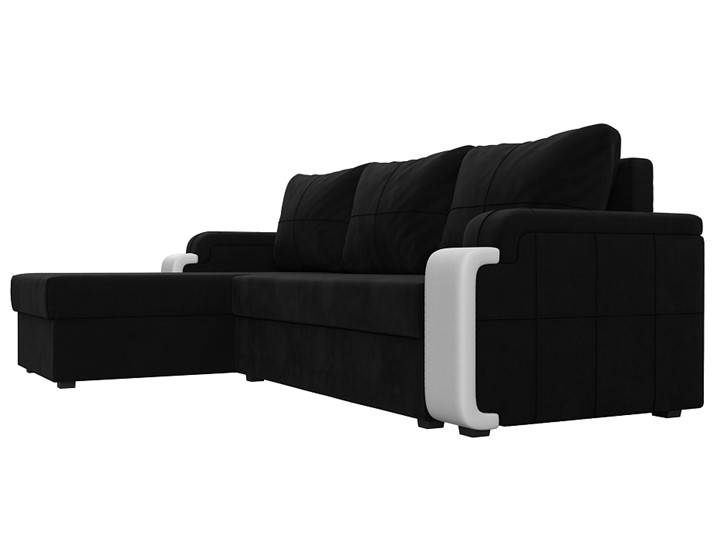 Угловой диван с оттоманкой Николь лайт, Черный/Белый (микровельвет/экокожа) в Ревде - изображение 2