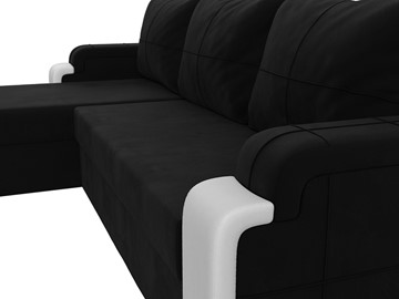 Угловой диван с оттоманкой Николь лайт, Черный/Белый (микровельвет/экокожа) в Ревде - предосмотр 3
