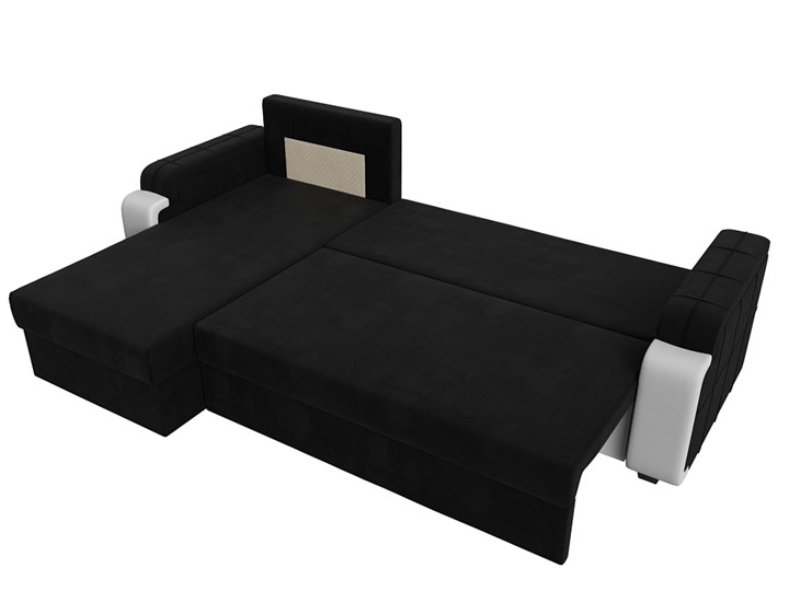 Угловой диван с оттоманкой Николь лайт, Черный/Белый (микровельвет/экокожа) в Ревде - изображение 6