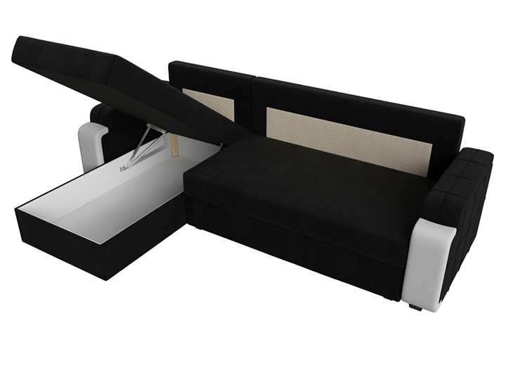 Угловой диван с оттоманкой Николь лайт, Черный/Белый (микровельвет/экокожа) в Ревде - изображение 7