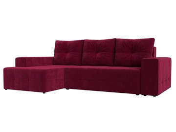 Угловой диван с оттоманкой Перри, Бордовый (микровельвет) в Первоуральске