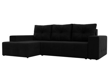 Угловой диван с оттоманкой Перри, Черный (микровельвет) в Кушве
