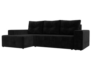 Угловой диван с оттоманкой Перри, Черный (велюр) в Первоуральске