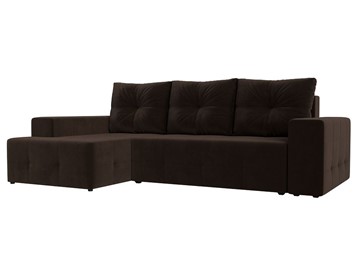 Угловой диван с оттоманкой Перри, Коричневый (микровельвет) в Первоуральске