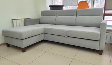 Угловой диван с оттоманкой Марсель Luma 13 серый велюр в Красноуфимске