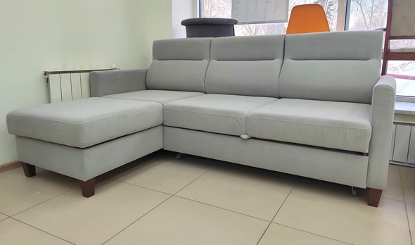 Угловой диван с оттоманкой Марсель Luma 13 серый велюр в Асбесте - изображение