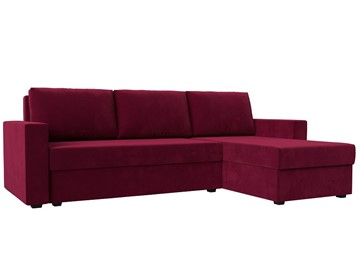 Угловой диван с оттоманкой Траумберг Лайт, Бордовый (микровельвет) в Каменске-Уральском