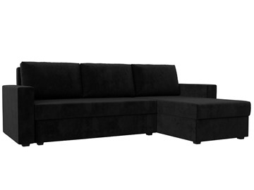 Угловой диван с оттоманкой Траумберг Лайт, Черный (велюр) в Кушве