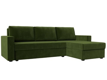 Угловой диван с оттоманкой Траумберг Лайт, Зеленый (микровельвет) в Каменске-Уральском