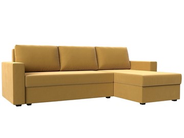 Угловой диван с оттоманкой Траумберг Лайт, Желтый (микровельвет) в Кушве