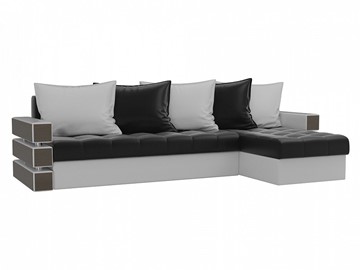 Угловой диван Венеция, Черный/Белый (экокожа) в Ревде