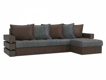 Угловой раскладной диван Венеция, Серый/Коричневый (рогожка) в Первоуральске