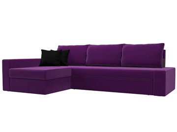 Угловой раскладной диван Версаль, Фиолетовый/Черный (микровельвет) в Екатеринбурге